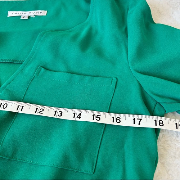 Trina Turk Wynn Crepe Sheath Dress Women Size 2 Jade Green 3/4 Sleeve NWOT Party - Picture 10 of 16